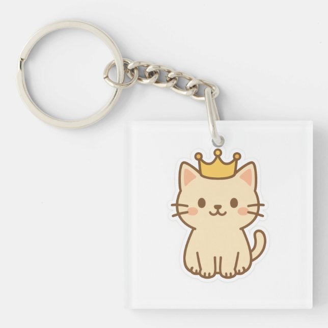 Llavero Un majestuoso gato cariñoso con una corona (Frente)