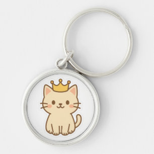 Llavero Un majestuoso gato cariñoso con una corona