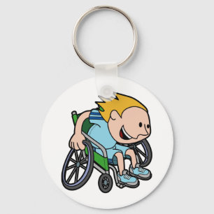 Llavero Un muchacho joven que compite con en una silla de