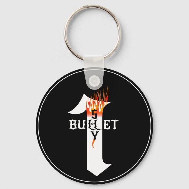 Llavero Un músico Metalizado y pesado del rock, una bala,  (Anverso)