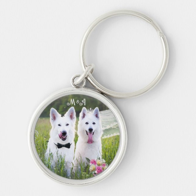 Llavero Un par romántico de perros casados (Frente)