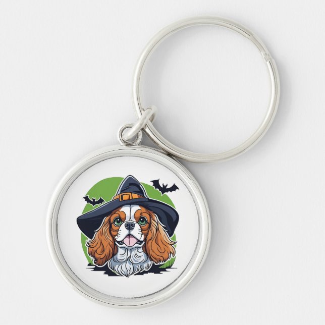 Llavero Un perro que lleva un sombrero de brujas con murci (Frente)