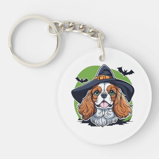 Llavero Un perro que lleva un sombrero de brujas con murci (Frente)