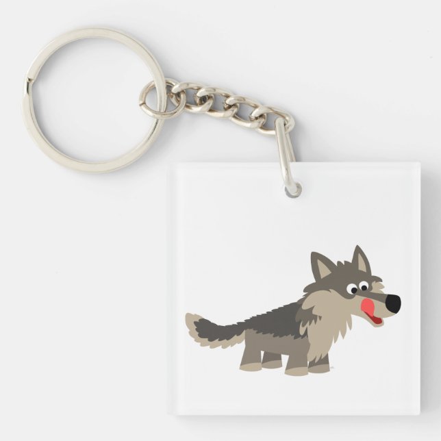 Llavero Un Personalizado chiflado de lobo acrílico hambrie (Frente)