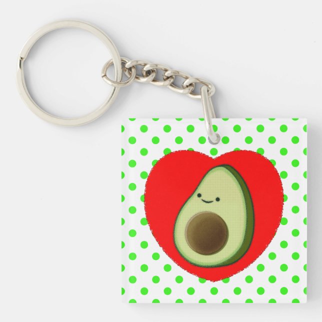Llavero Un Personalizado De Aguacate Verde Cuto En El Cora (Frente)