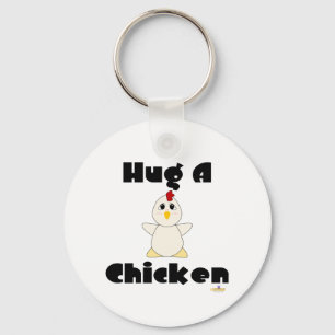 Llavero Un Pollo Blanco Hugable Abraza A Un Pollo