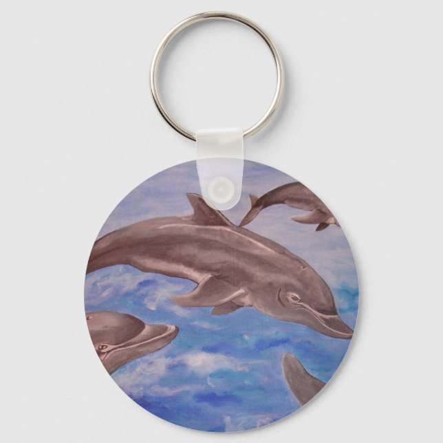 Llavero Un pote de delfines juguetones (Anverso)