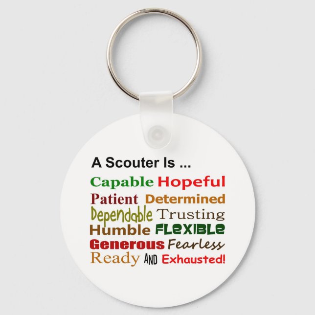 Llavero Un Scouter es ... Keychain (Parodia de la Ley Scou (Anverso)