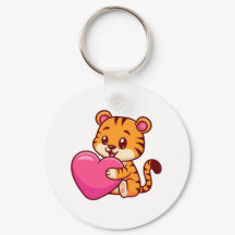 Un tigre bebé adorable abrazando un corazón