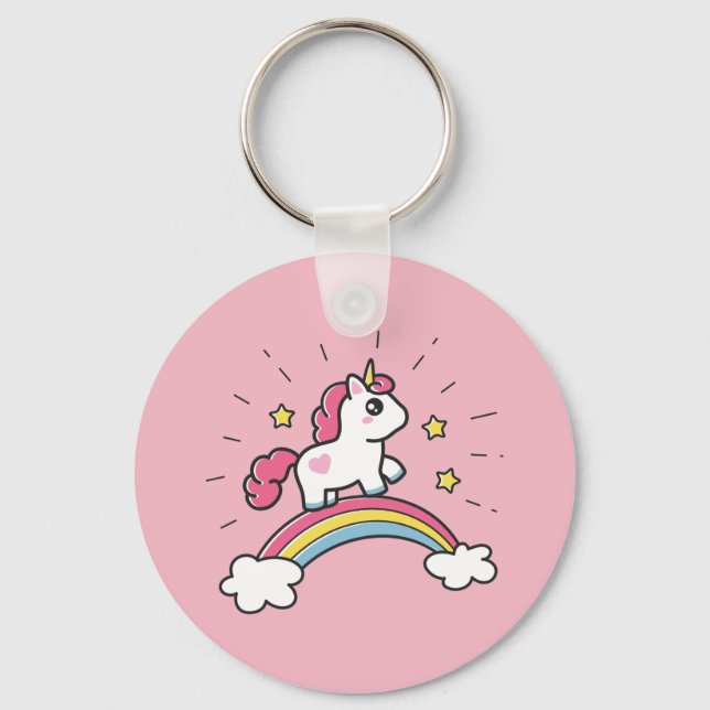 Llavero Un Unicornio Cuerdo En Un Diseño Arcoiris (Anverso)