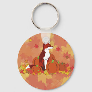 Llavero Un zorro en el parche de calabaza