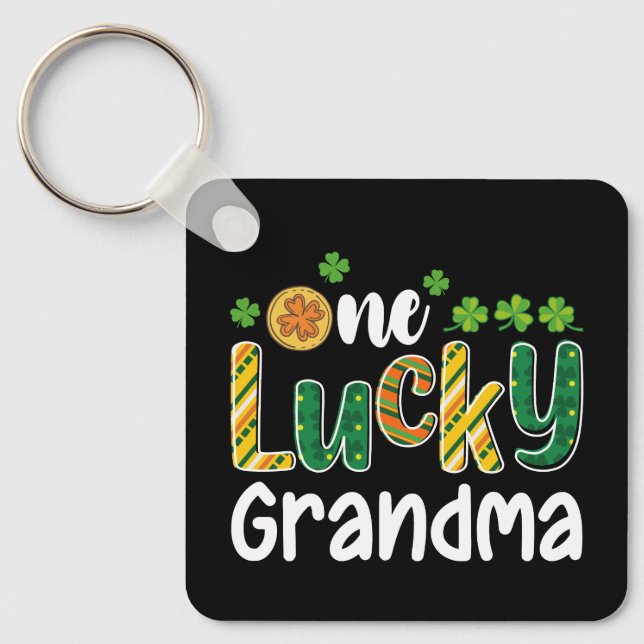 Llavero Una Abuela Afortunada Familiar Combinando Día de S (Anverso)