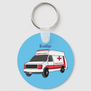 Llavero Una ambulancia roja curada van personalizado