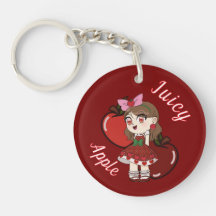 Una cadena de llaves personalizada con Cute Apple