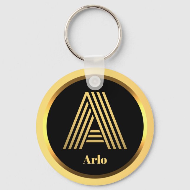 Llavero Una carta monogramada de oro de cadena de claves p (Anverso)