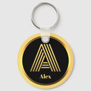 Llavero Una carta monogramada de oro de cadena de claves p