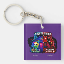 Llavero Una Casa Dividida Neon Cartoon Panel Dividido