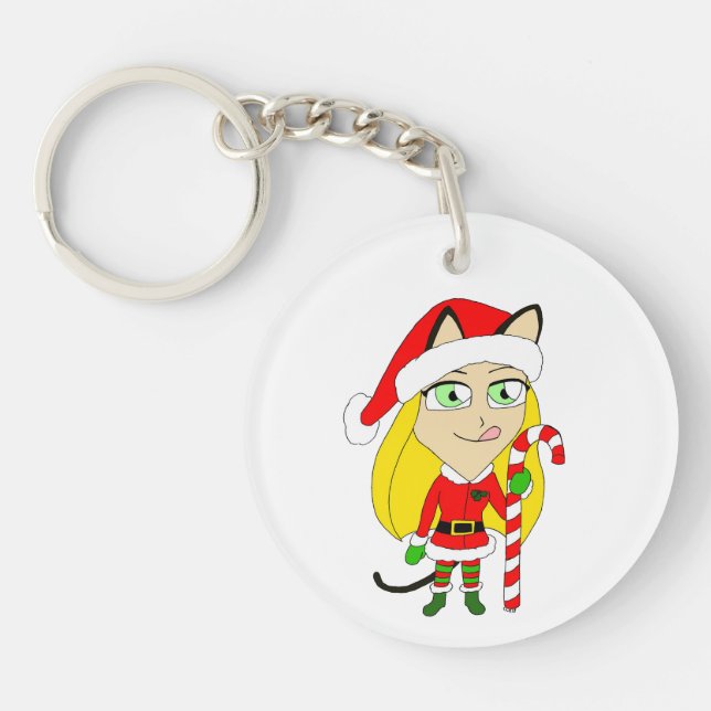 Llavero una chica chibi Navidad (Frente)