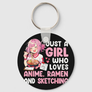 Llavero Una chica que ama el ramen de anime y dibujar anim