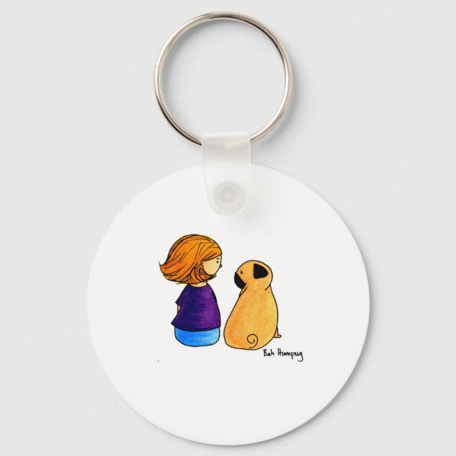 Llavero Una Chica y su pug (rubia) (Anverso)