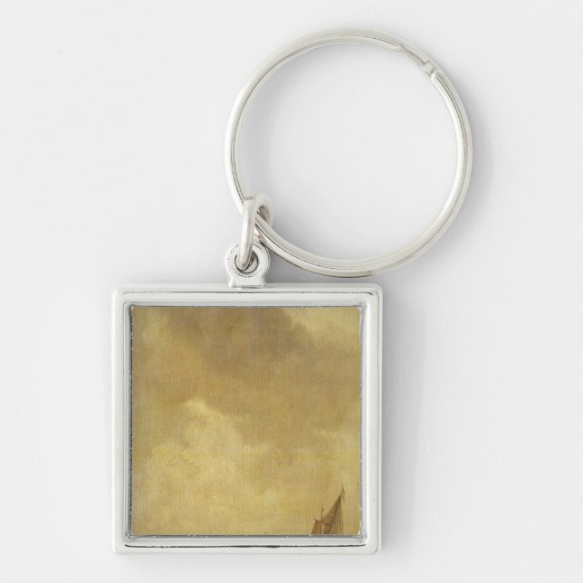 Llavero Una escena del río, con los pescadores poniendo (Frente)