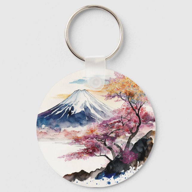 Llavero Una hermosa acuarela del Monte Fuji (Anverso)