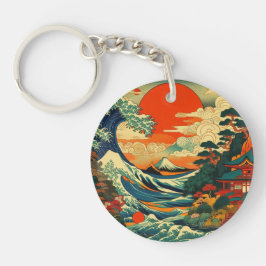 Llavero Una impresión ukiyo-e vibrante y estilizada