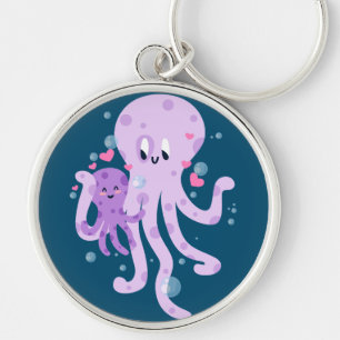 Llavero Una mamá de pulpo lindo dibujando arte