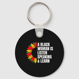 Llavero Una Mujer Negra Habla Escuchar Y Aprender Para Afr