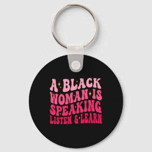 Llavero Una Mujer Negra Habla Escuchar Y Aprender Para Afr