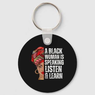 Llavero Una Mujer Negra Habla Escuchar Y Aprender Para Afr