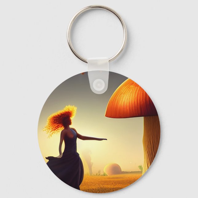 Llavero Una mujer y un hongo enorme (Anverso)