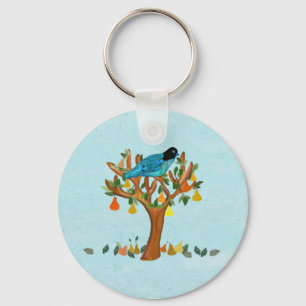 Llavero Una perdiz en las cadenas de un árbol permeable