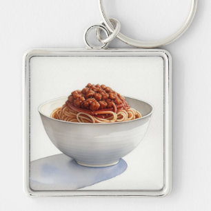 Llavero Una pintura acuarela de Spaghetti Bolognese