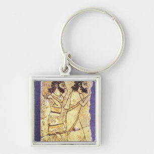 Llavero Una placa que representa caminar de dos hombres