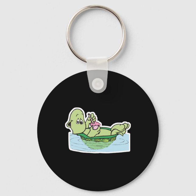 Llavero una tortuga adorable que bebe batido (Anverso)