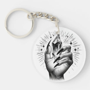 Llavero Uñas Negras Largas y Magia de Energía Cristalina V