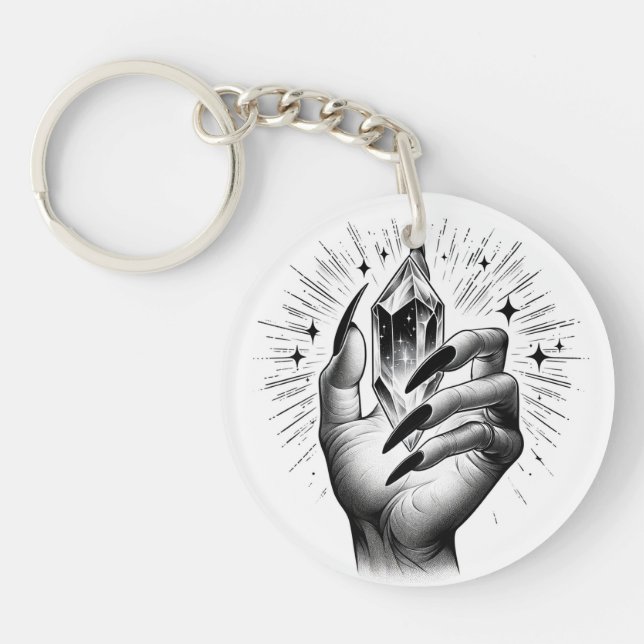 Llavero Uñas Negras Largas y Magia de Energía Cristalina V (Frente)