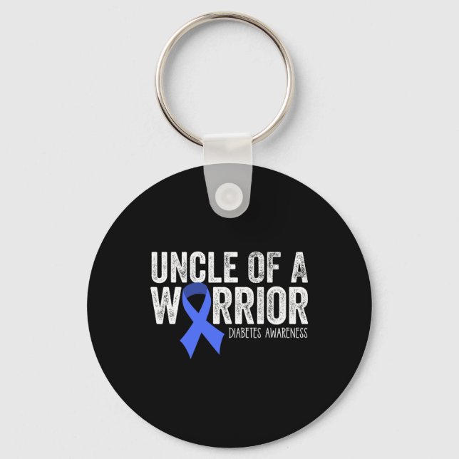 Llavero Uncle Of A Warrior T1d Kid Diabetic Blue Ribbon Su (Anverso)