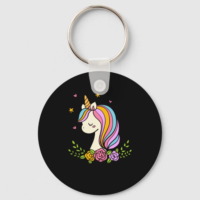 Llavero Unicorn Cute Whimsical Girly D Name  (Anverso)