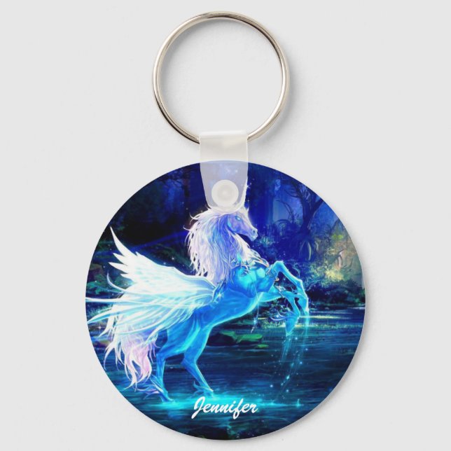 Llavero Unicorn Pegasus Keychain Añadir TU NOMBRE (Anverso)