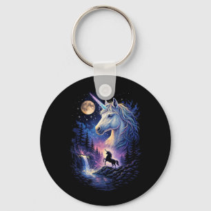 Llavero Unicornio aullando a la luna vintage unicornio de