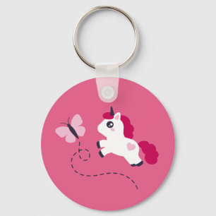 Llavero Unicornio blanco con mariposa