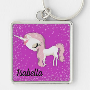 Llavero Unicornio caprichoso triste personalizado en rosa