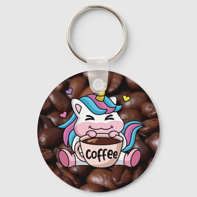 Llavero Unicornio con café (Anverso)