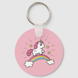 Llavero Unicornio Cubierto En Un Diseño Arcoiris