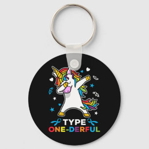 Llavero Unicornio de Conciencia de Diabetes Tipo 1 Tipo Un