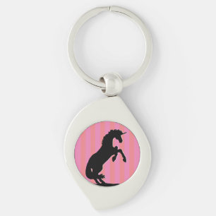 Llavero Unicornio de cría negra (rayas rosas)