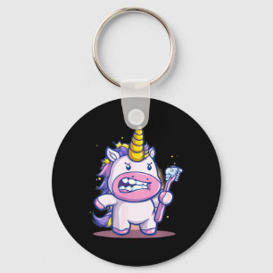 Llavero Unicornio Divertido con Gráfico de Cepillo de Dien