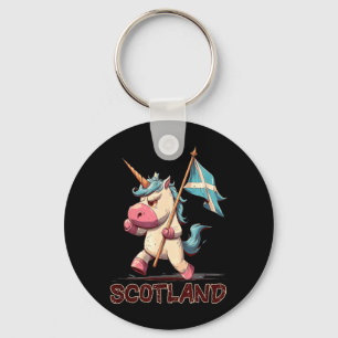 Llavero Unicornio gruñón con bandera escocesa para Escocia